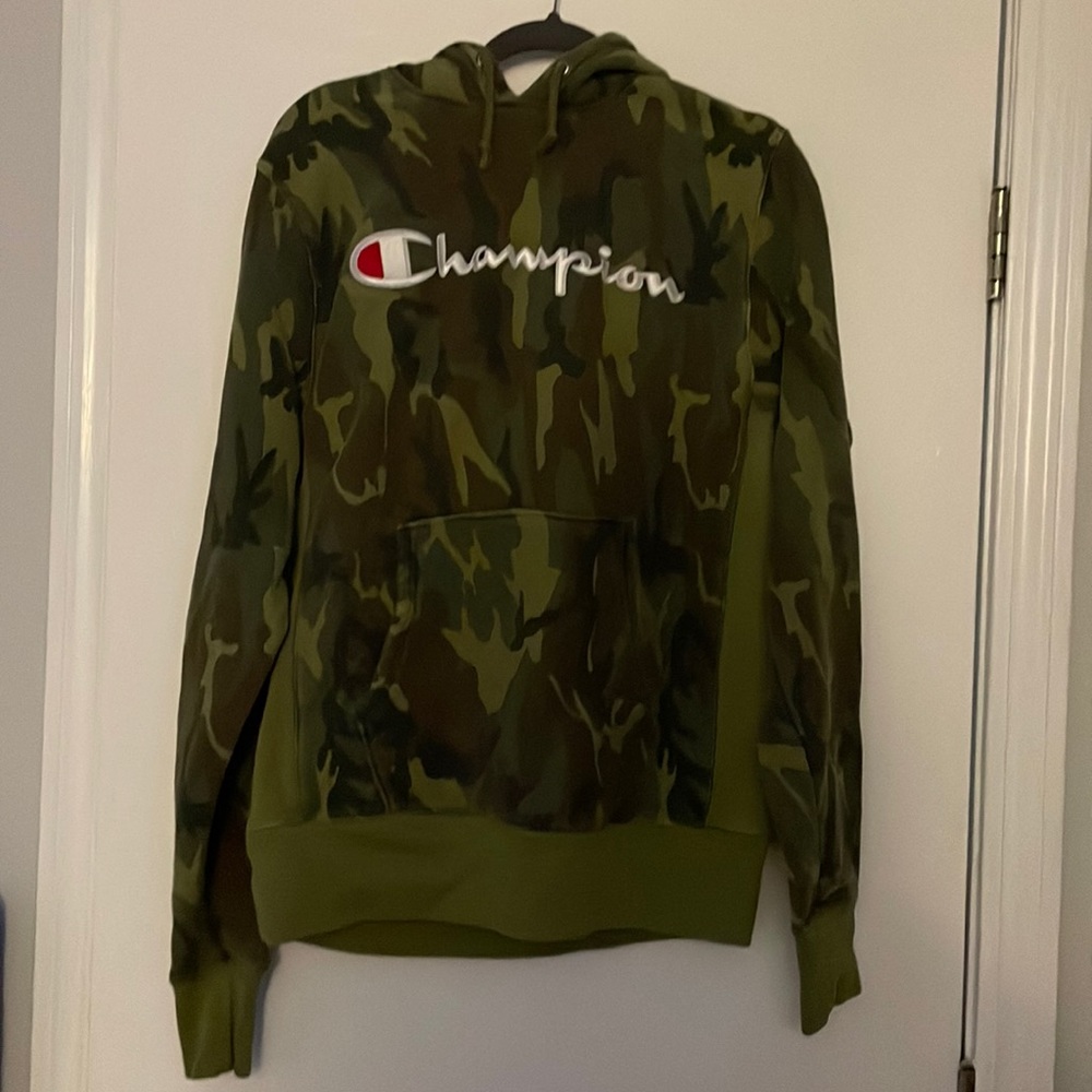 Mens, camo, champion hoodie, size large